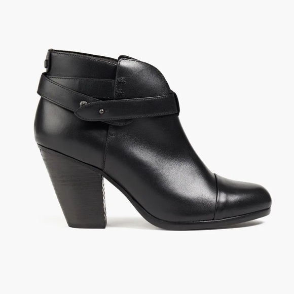 RAG & BONE Harrow Black Leather Ankle Boots - Picture 1 of 13